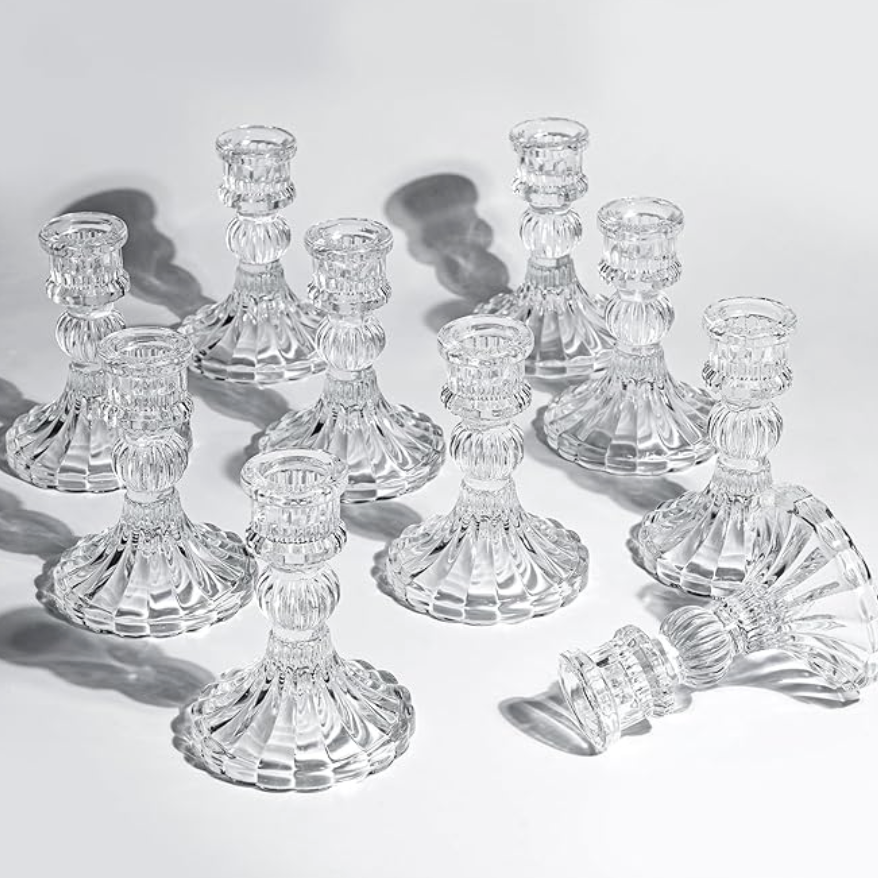 Short Clear Candle Holders